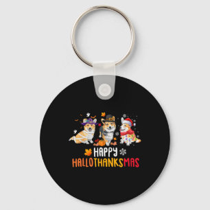 Halloween Thanksgiving Christmas Funny Corgi Dogs Keychain