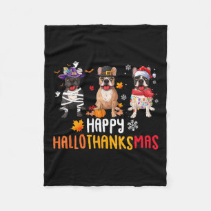 Halloween Thanksgiving Christmas Funny French Bull Fleece Blanket