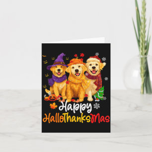 Halloween Thanksgiving Christmas Golden Retriever Card