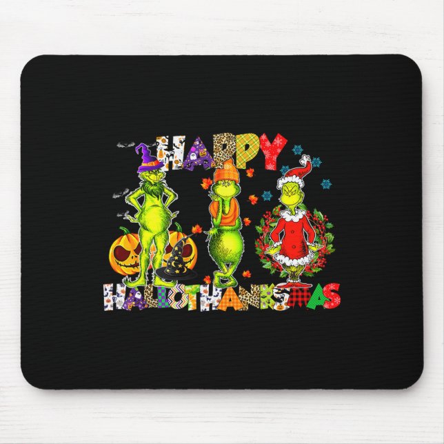 Halloween Thanksgiving Christmas, Happy Hallo Than Mouse Pad (Front)