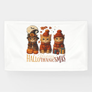 Halloween Thanksgiving Christmas Happy HalloThanks Banner