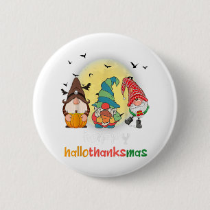 Halloween Thanksgiving Christmas Happy HalloThanks Button