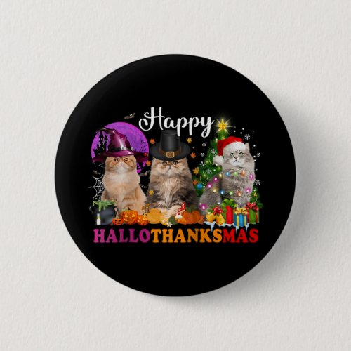 Halloween Thanksgiving Christmas Happy Hallothanks Button