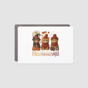 Halloween Thanksgiving Christmas Happy HalloThanks Car Magnet