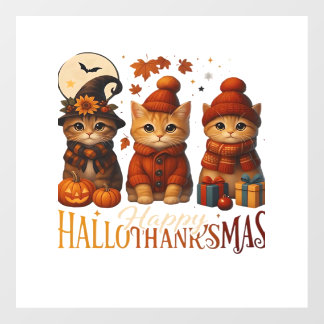Halloween Thanksgiving Christmas Happy HalloThanks Floor Decals