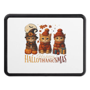 Halloween Thanksgiving Christmas Happy HalloThanks Hitch Cover