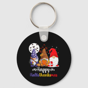 Halloween Thanksgiving Christmas Happy Hallothanks Keychain