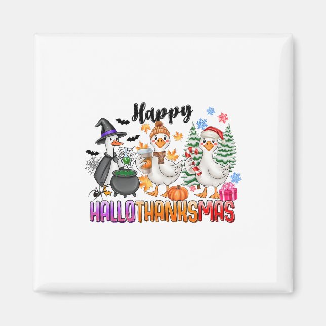 Halloween Thanksgiving Christmas Happy Hallothanks Magnet (Front)