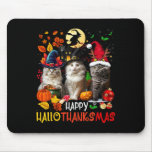 Halloween Thanksgiving Christmas Happy Hallothanks Mouse Pad