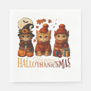 Halloween Thanksgiving Christmas Happy HalloThanks Napkins
