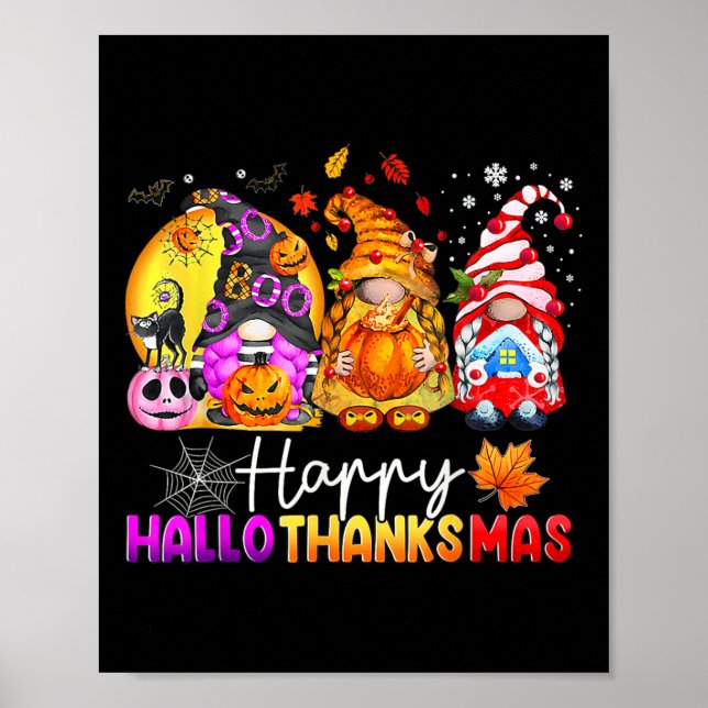 Halloween Thanksgiving Christmas Happy Hallothanks Poster (Front)