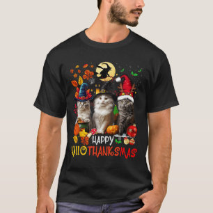Halloween Thanksgiving Christmas Happy Hallothanks T-Shirt