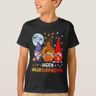 Halloween Thanksgiving Christmas Happy Hallothanks T-Shirt