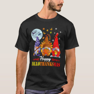 Halloween Thanksgiving Christmas Happy HalloThanks T-Shirt