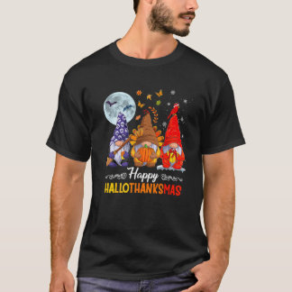 Halloween Thanksgiving Christmas Happy HalloThanks T-Shirt