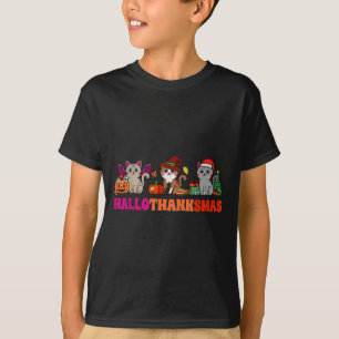 Halloween Thanksgiving Christmas Happy Hallothanks T-Shirt