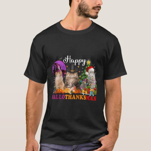 Halloween Thanksgiving Christmas Happy Hallothanks T_Shirt