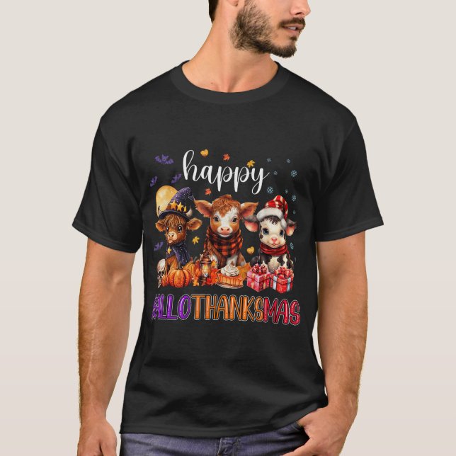 Halloween Thanksgiving Christmas Happy  T-Shirt (Front)