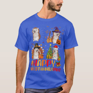 Halloween Thanksgiving Christmas Hedgehog Hallotha T-Shirt
