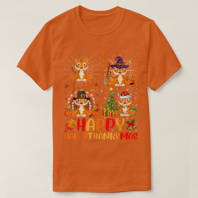 Halloween Thanksgiving Christmas Liger Hallothanks T-Shirt (Design Front)