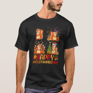 Halloween Thanksgiving Christmas Squirrel Hallotha T-Shirt