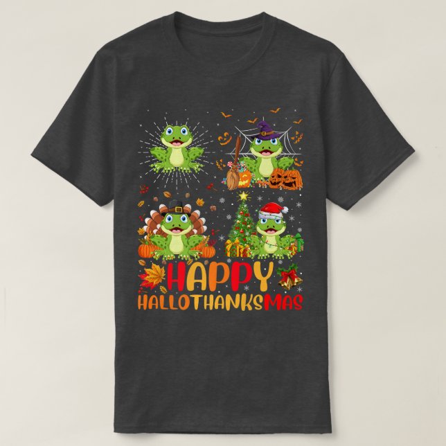 Halloween Thanksgiving Christmas Tree Frog Halloth T-Shirt (Design Front)