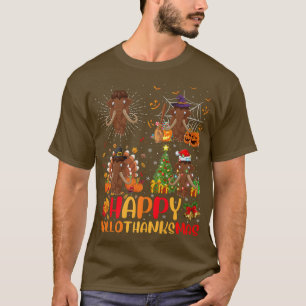 Halloween Thanksgiving Christmas Woolly Hallothank T-Shirt