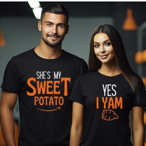 Halloween Thanksgiving couple matching Yes I Yam  T_Shirt