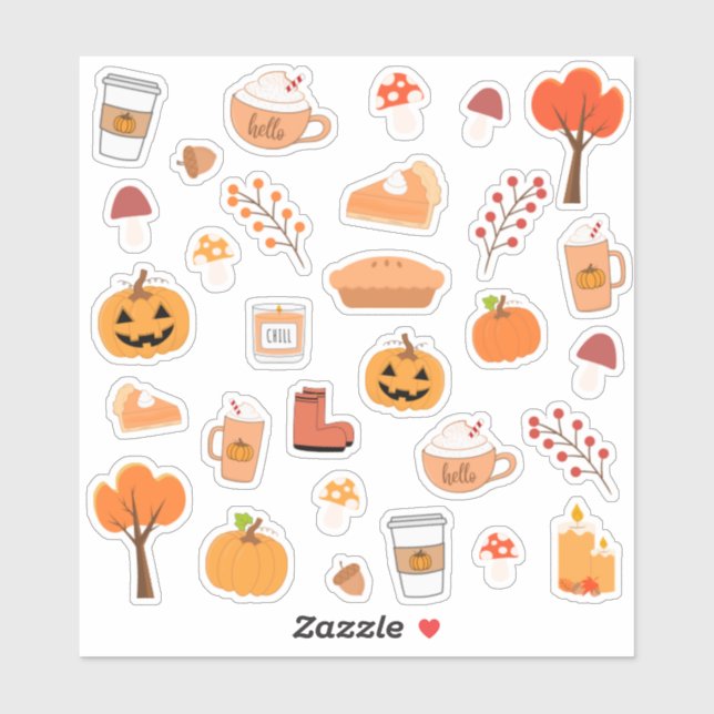 Halloween Thanksgiving Cozy Autumn Fall Scrapbook  Sticker (Sheet)