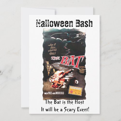 Halloween The Bat Vincent Price Movie Poster Invit Invitation