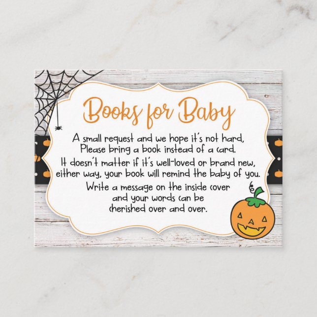 Halloween Theme Baby Shower Book Request Card (Front)