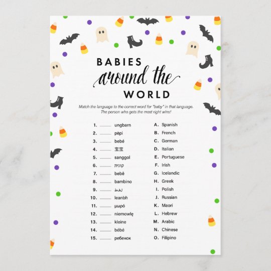 Halloween theme baby shower game program | Zazzle.com