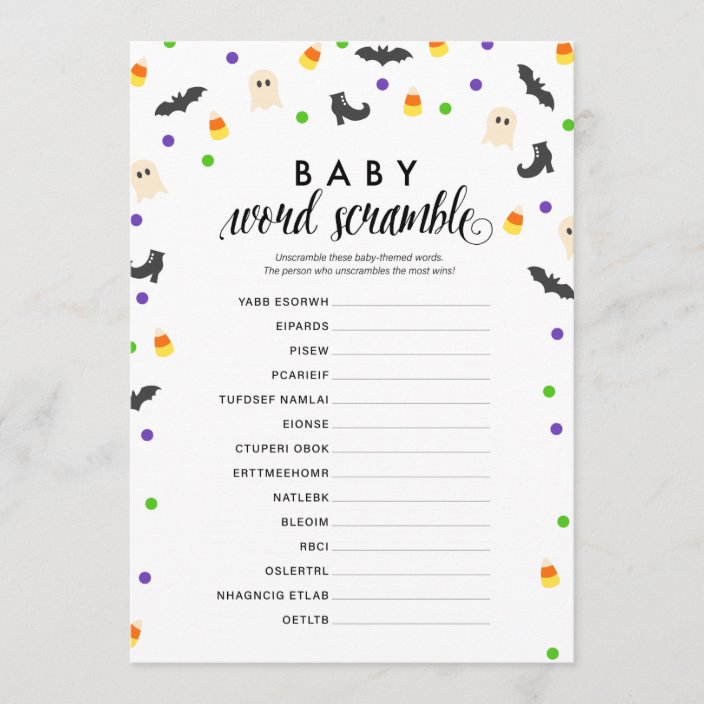 Halloween Theme Baby Word Scramble Shower Game Program Zazzle Com