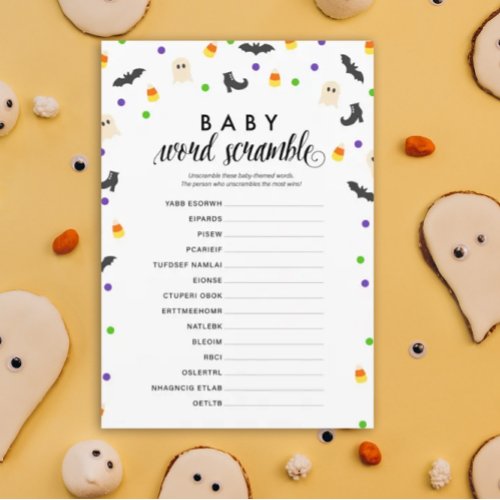 Halloween theme baby word scramble shower game program