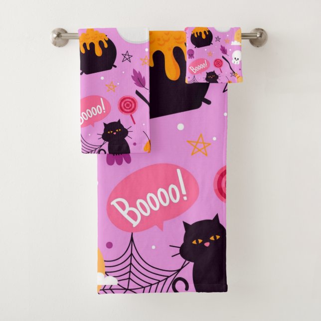 Halloween Theme Bath Towel Set (Insitu)