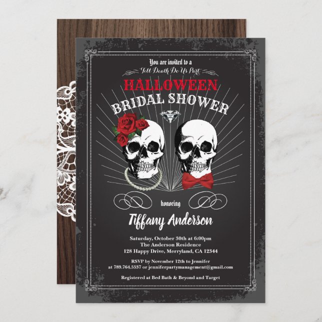 Halloween theme bridal shower invitation (Front/Back)