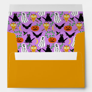 Halloween Theme Collage Toss Pattern Purple Envelope