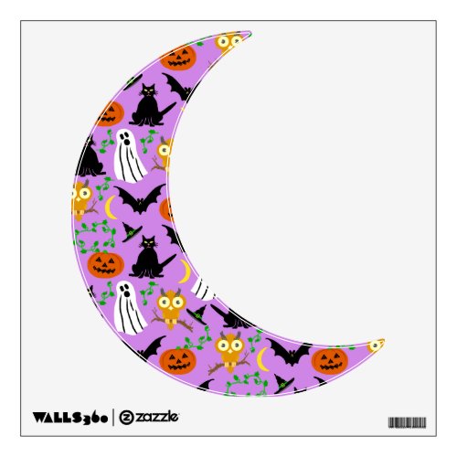 Halloween Theme Collage Toss Pattern Purple Wall Decal