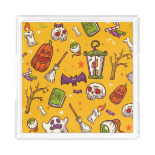 Halloween Theme: Flat Design Pattern. Acrylic Tray