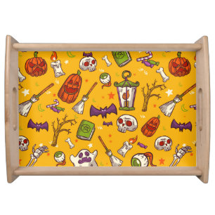 Halloween Theme: Flat Design Pattern. Serving Tray