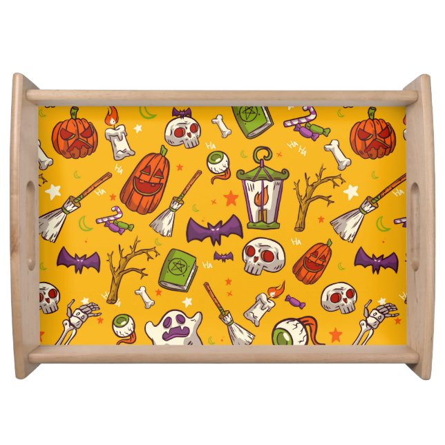 Halloween Theme: Flat Design Pattern. Serving Tray (Front)