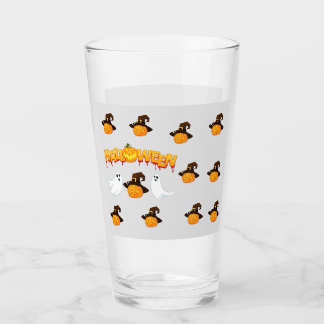 Halloween theme: Ghosts and pumpkin Glass (Front)