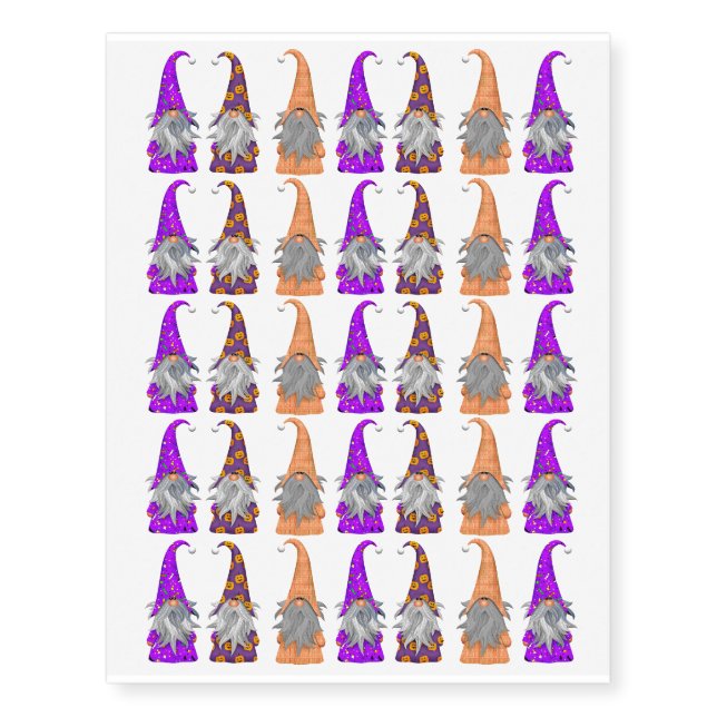Halloween Theme Gnomes Design Temporary Tattoos (Front)