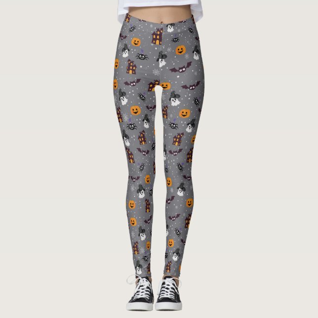Halloween Theme Gray Leggings  (Front)