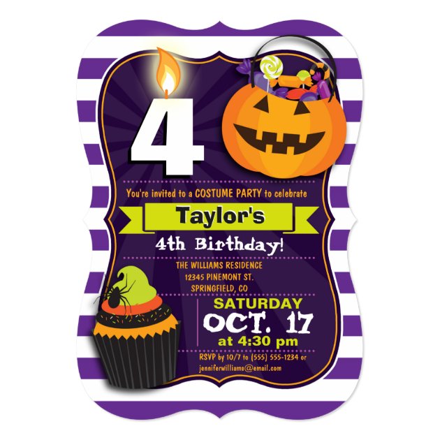 Halloween Theme Kids Birthday Costume Party Invitation