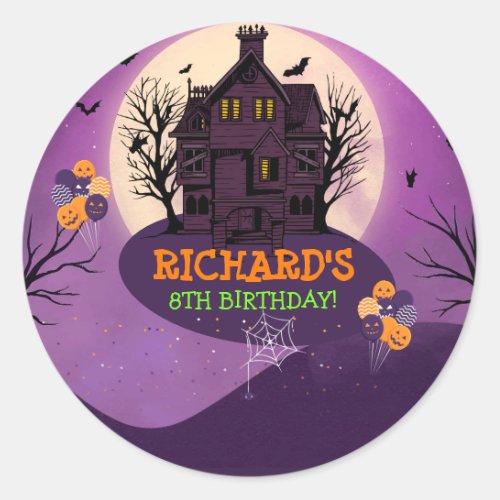Halloween Theme Kids Birthday Party Classic Round Sticker