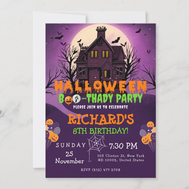 Halloween Theme Kids Birthday Party Invitation (Front)