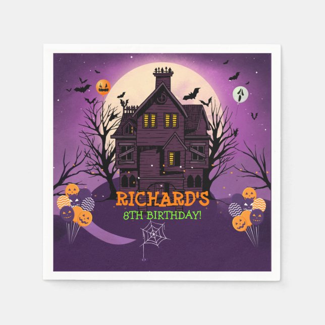 Halloween Theme Kids Birthday Party Napkins (Front)