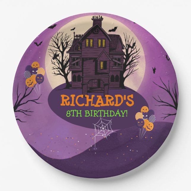 Halloween Theme Kids Birthday Party Paper Plates (Front)