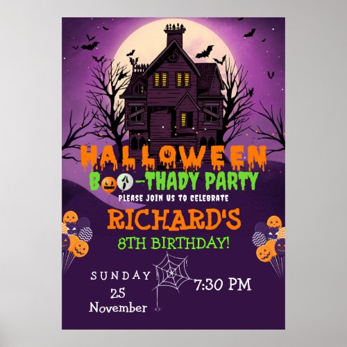 Halloween Theme Kids Birthday Party Poster